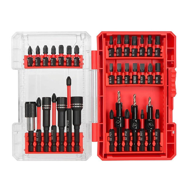 35Pcs Impact Driver Bits Set with a Storage Case, 28 Magnetic Screwdriver Bits, 3 Hex Countersink Drill Bits, 3 Sockets, Quick Change Chuck, for Power Screwdrivers Electric Drill Drivers
