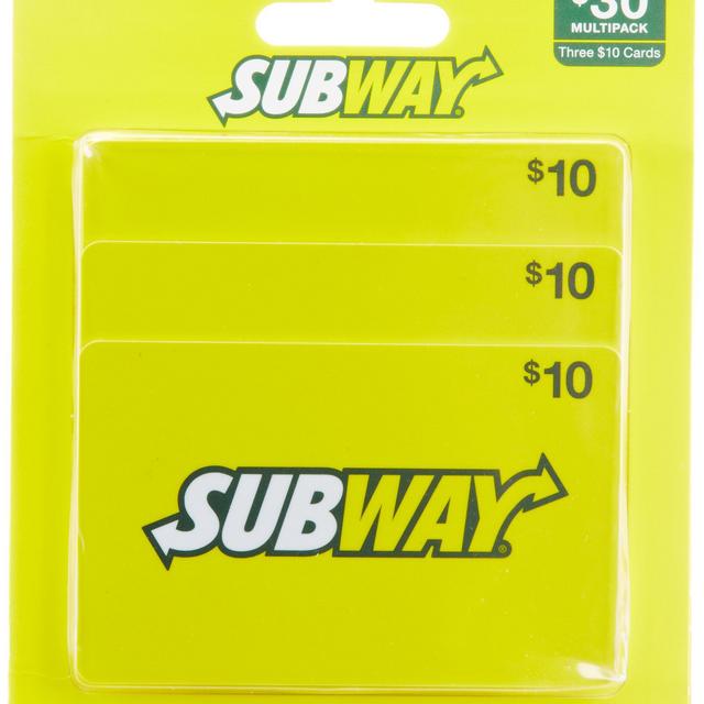 Subway Gift Cards, Multipack of 3 - $10