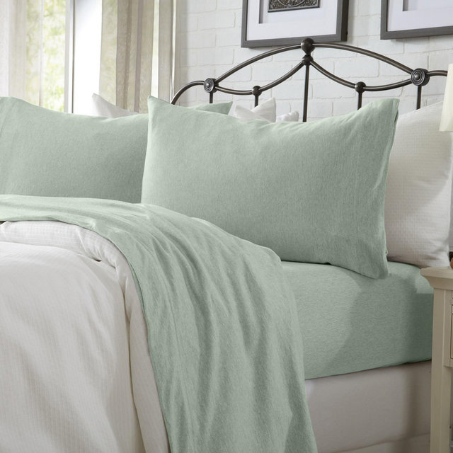 Ultra-Soft Cotton Heathered Melange Jersey Knit Sheet Set - Great Bay Home