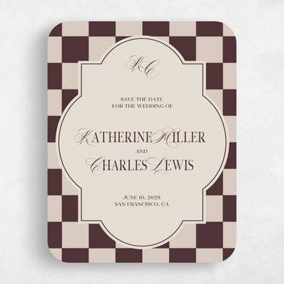 Brown Rounded Wedding Save the Date - Sarlat Portrait