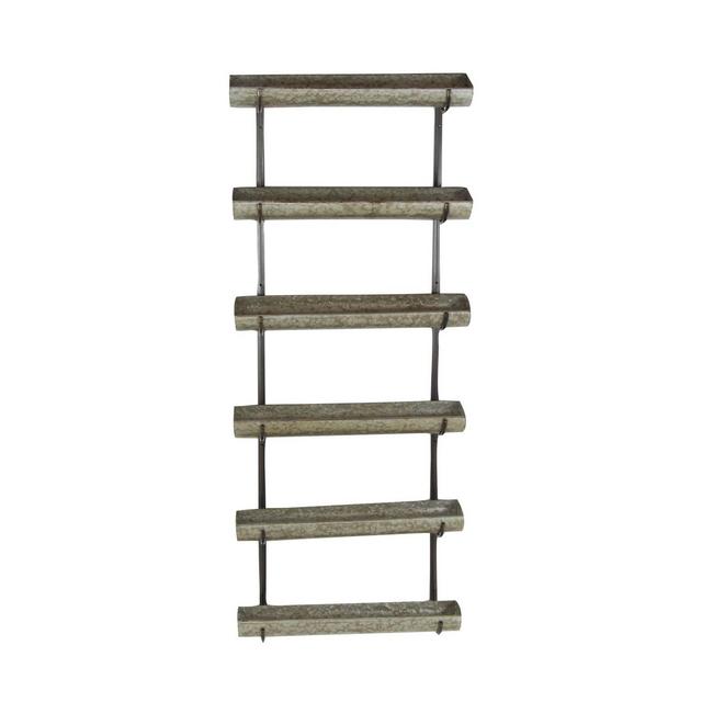 28" Farmhouse Iron Tiered Wall Novelty Planter Gray - Olivia & May