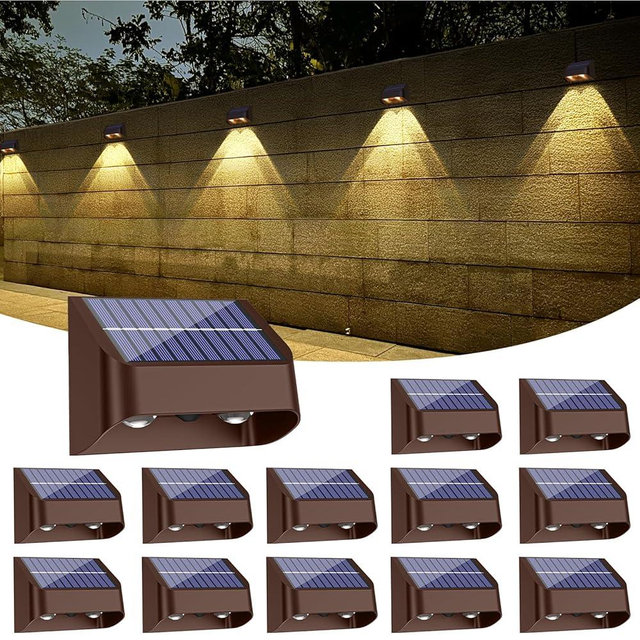 Brighter Solar Fence Lights-3000/4000/6000K 3 Mode,Solar Lights Outdoor Waterproof,Dusk to Dawn Deck Light, Outdoor Lighting for Backyard/Railing/Wall/Step/Patio(12 Pack)