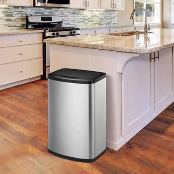 EKO 47L/12.4G Fingerprint-Resistant Stainless Steel Motion Sensor Trash Can