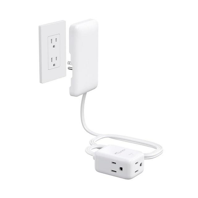 Flat Extension Cord Outlet Cover, ETL Listed, NUTICT 3 Prong Indoor Extension Cord Short 3ft, Ultra-Thin Flat Wall Plug, 13A/1625W, 900J Surge Protector, Kitchen Home Improvement Essentials, White