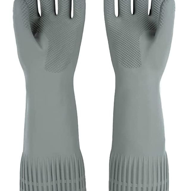 MAMISON Reusable Household Dishwashing Cleaning Rubber Gloves, Non-Slip Kitchen Glove (1 Pair)