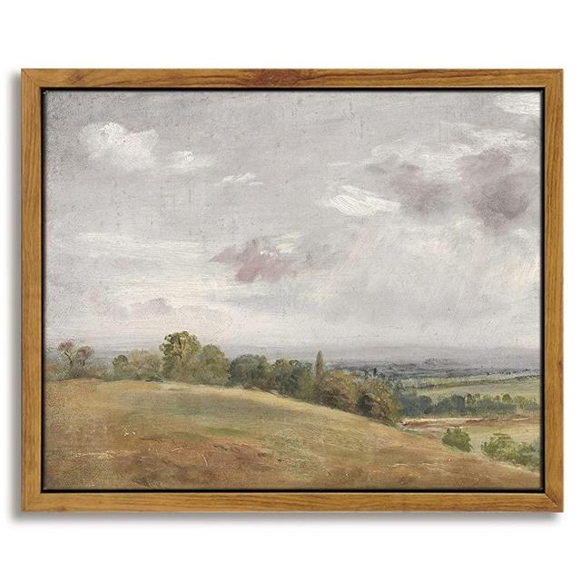 InSimSea Framed Canvas Prints Wall Art Home Decor, White Clouds over Vast Grassland Classical Paintings Canvas Prints, Rustic Wall Decor for Bedroom Living Room Office 8x10in/20x25cm