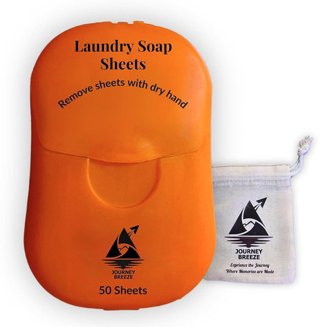 Travel Laundry Detergent Sheets - Portable and Efficient, Great for Cruises, Camping, Glamping, Backpacking, Dorms, Hotel and Other Travel, Compact and Convenient Size 50-count