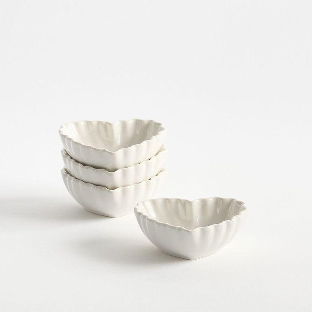 Heirloom Scalloped Hearts Dip Bowls, Set of 4 - White