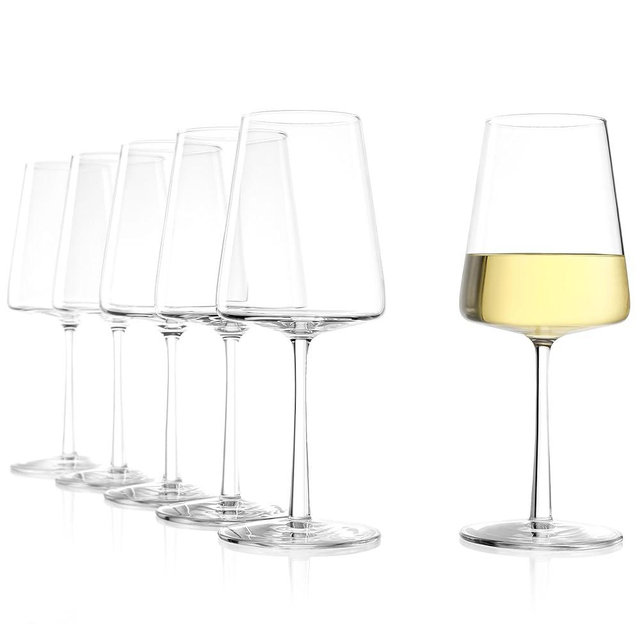 Stölzle Lausitz White Wine Glasses Power Set of 6, 13 1/2 oz – Modern Wine Glasses for Maximum Aroma Enhancement – Elegant Crystal White Wine Goblets – Dishwasher- & Shock-Resistant, Made in Germany