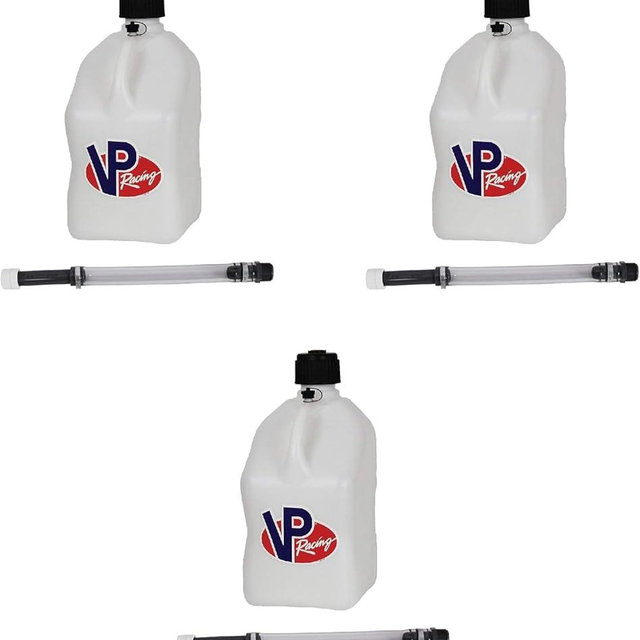 VP Racing 5.5 Gallon Motorsport Container White and Deluxe Hose (3 Pack)