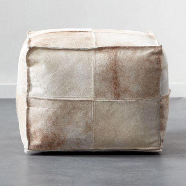 Abele Sand Hair On Hide Pouf