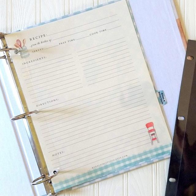 Sheet protectors | Recipe binder sheet protectors | Recipe page sheet protectors 8.5 x 11