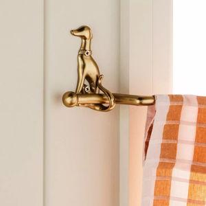 Caine Dog Brass Café Curtain Rod