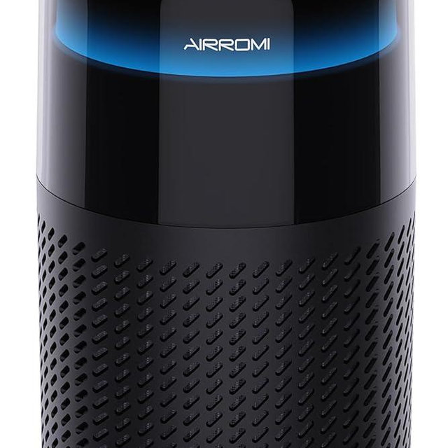 AIRROMI Air Purifier for Bedroom Home,HEPA Filter,Covers Upto 549 Ft²,Quiet 360°intake Air Cleaner with Fragrance ponge for Better Sleep,Night Light,Filters Smoke,Pet Dander,Allergies,Dust,A2005 Black