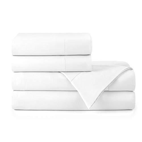 Peacock Alley Clara Luxury Sateen Sheet Set | 100% Long Staple Cotton | 320 Thread-Count | Soft and Smooth Sateen Weave | 6 Color Options (White, Queen Sheet Set)