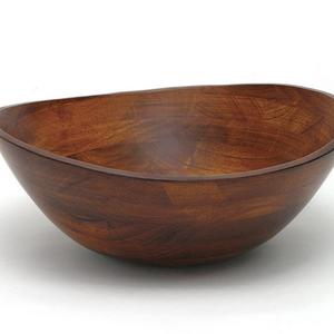 Lipper International 294 Cherry Finished Wavy Rim Serving Bowl for Fruits or Salads, Matte, Large, 13" x 12.5" x 5", Single Bowl