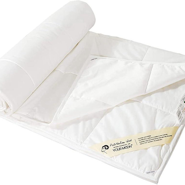 YOUR MOON Luxurious Lightweight Summer Wool Comforter Cal King Size, Cooling Comforter/Duvet Insert California King, 100% Natural Australian Wool Filling Comforter Blanket, Noiseless Cotton Shell