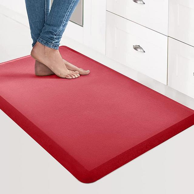 Art3d Anti Fatigue Mat - 1/2 Inch Cushioned Kitchen Mats - Non Slip Foam Comfort Cushion for Standing Desk, Office or Garage Floor (17.3"x28", Red)