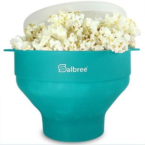 The Original Salbree Microwave Popcorn Popper, Silicone Popcorn Maker, Collapsible Bowl BPA Free -14 Colors Available (Aqua)
