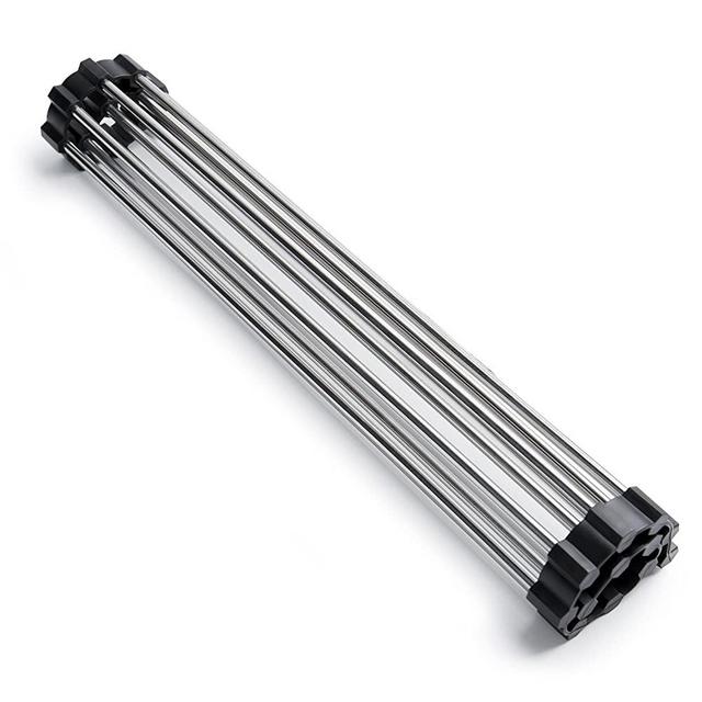 Homexpect Roll up Dish Drying Rack 17 inches x 13.5 inches, 304 Stainless Steel Over The Sink Dish Drying Rack, Foldable, Rollable and Easy to Store, Black