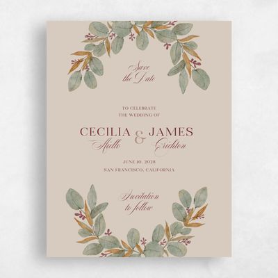 Canvas Tan, Beige Wedding Save the Date - Nutmeg Portrait