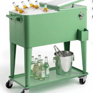 Ktaxon 80 Qt Rolling Ice Chest Cooler Cart Pea Green