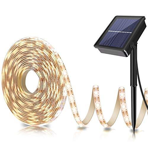 LOGUIDE Outdoor Solar LED Strip Lights 8 Modes 180 LED,2020 Upgrade Cuttable String Lights -Solar Powered Flexible Waterproof Rope Lights Warm White- Garden/Home/Patio/Courtyard/Wedding Decoration