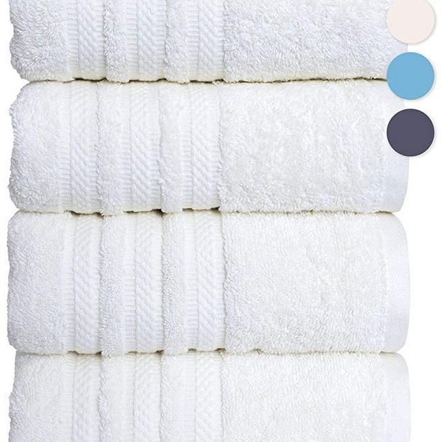 GREEN LIFESTYLE 4 Pack Luxury Bath Towel 100% American Cotton Premium Quality Soft Absorbent Plush Thick Towels