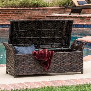 Wing Outdoor Wicker Storage Bench by Christopher Knight Home