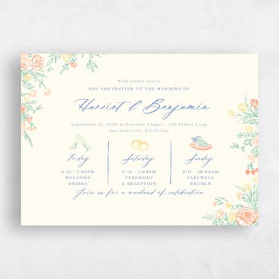 Light Butter, Yellow Wedding Invitation - Josette Landscape