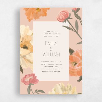 Peach, Orange Wedding Invitation - Ashling Portrait
