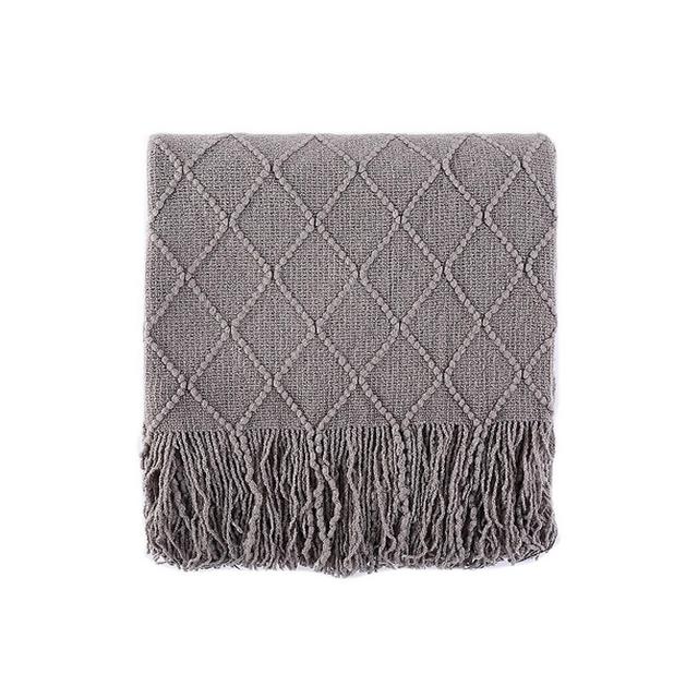 Battilo Home Knit Diamond Patterned Throw, 80" X 52"