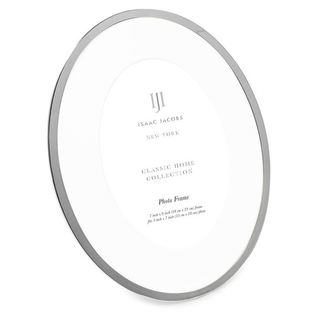 Isaac Jacobs 7x9 (Matted 4x6) Silver Oval Metal Picture Frame, Classic Photo Frame Made For Tabletop & Hanging Display, Photo Gallery and Wall Art (7x9 (Matted 4x6), Silver)