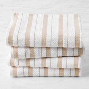 Williams Sonoma Classic Stripe Towels, Set of 4, Khaki