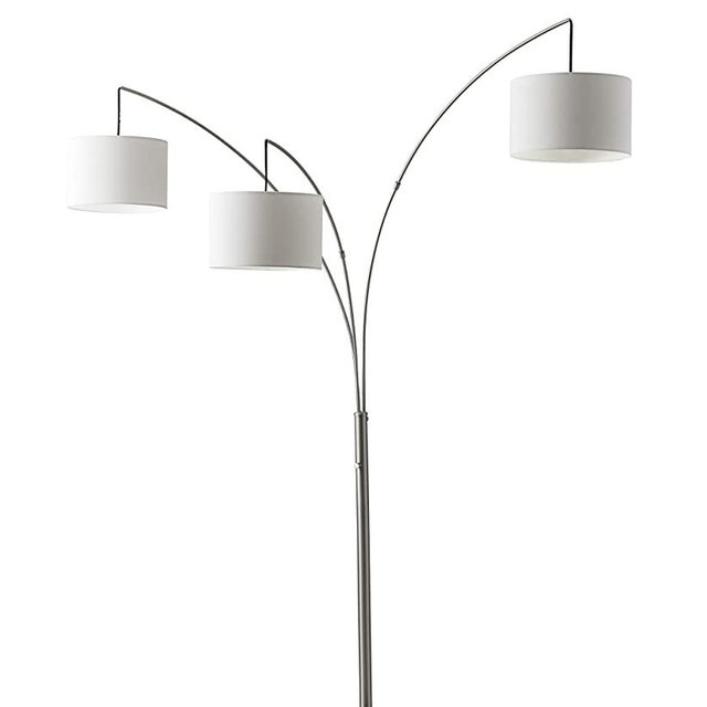 Adesso 4238-22 Trinity Arc Lamp, 74 in., 3 x 100W Incandescent/26W CFL, Brushed Steel Finish, 1 Floor Lamp