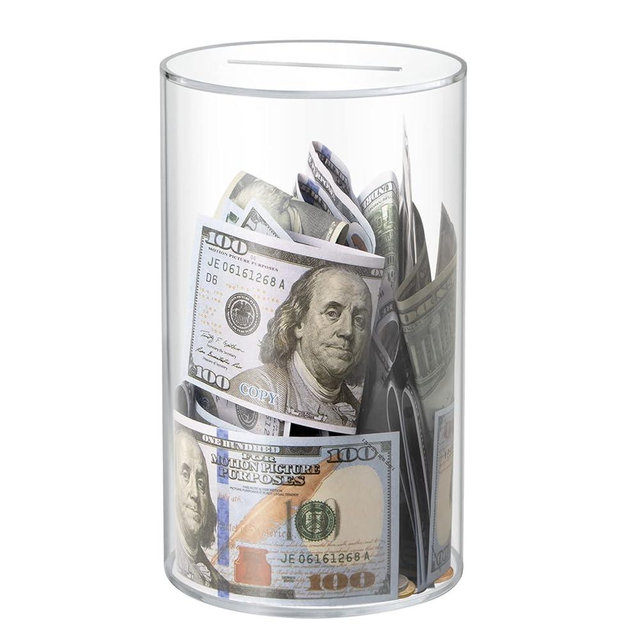 Hicocool Clear Piggy Bank, Acrylic Piggy Bank for Adults Must Break to Open, Unopenable Money Saving Box for Boys Girls Birthday Gift (10" H x 6" D)