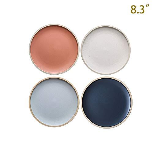 8.3-Inch Porcelain Dinner Plates Set Pizza Pasta Serving Plates Matte Glaze Dessert Dishes Set of 4