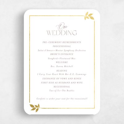White Rounded Wedding Program - Dakota Foil