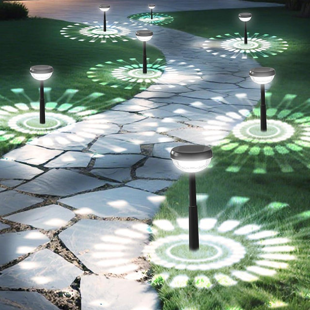 Ensenior 10-Pack Solar Lights Outdoor, Auto ON/Off 6500K LED Solar Garden Lights for Pathway, Yard, Patio, Walkway, Flower Bed, Waterproof, Energy-Efficient Landscape Lighting, Adjustable Height