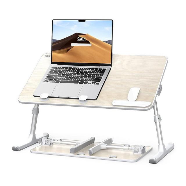 Laptop Desk for Bed, SAIJI Lap Desks Bed Trays for Eating Writing, Adjustable Computer Laptop Stand, Foldable Lap Table in Sofa and Couch（23.6 x 13Teak