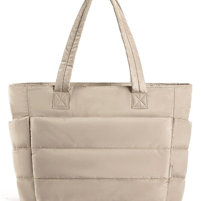 BAGSMART Tote Bag for Women, Lightweight Puffy Tote Bag with Compartments Shoulder Bag