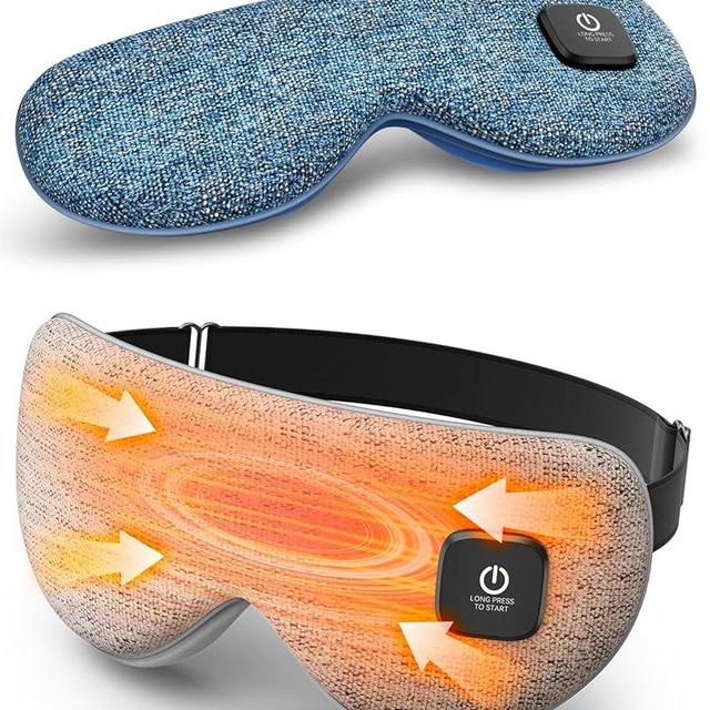 Heated Eye Mask - Cordless Eye Mask for Dry Eyes, Eye Relief, Improved Sleep, Washable Eye Heating pad for Travel and with Replaceable Shell