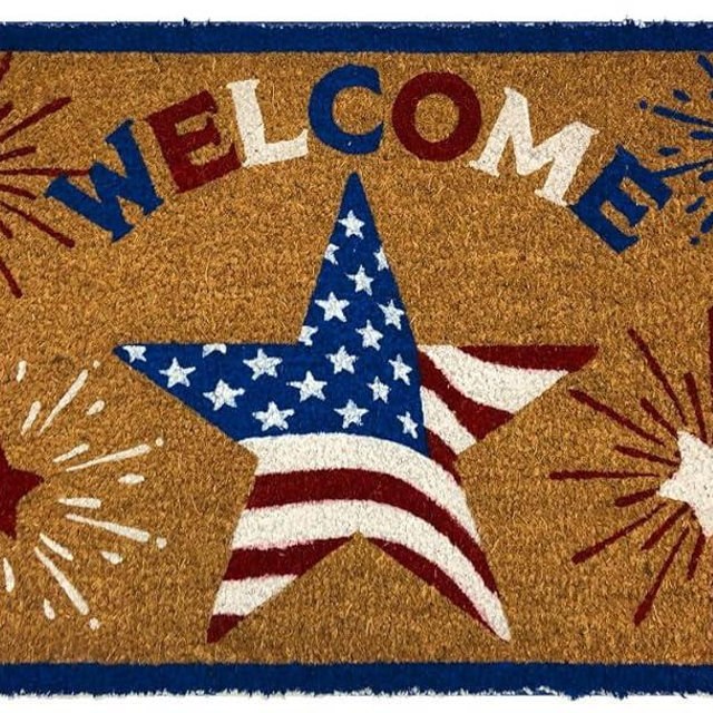 Briarwood Lane American Star Patriotic Natural Fiber Coir Doormat