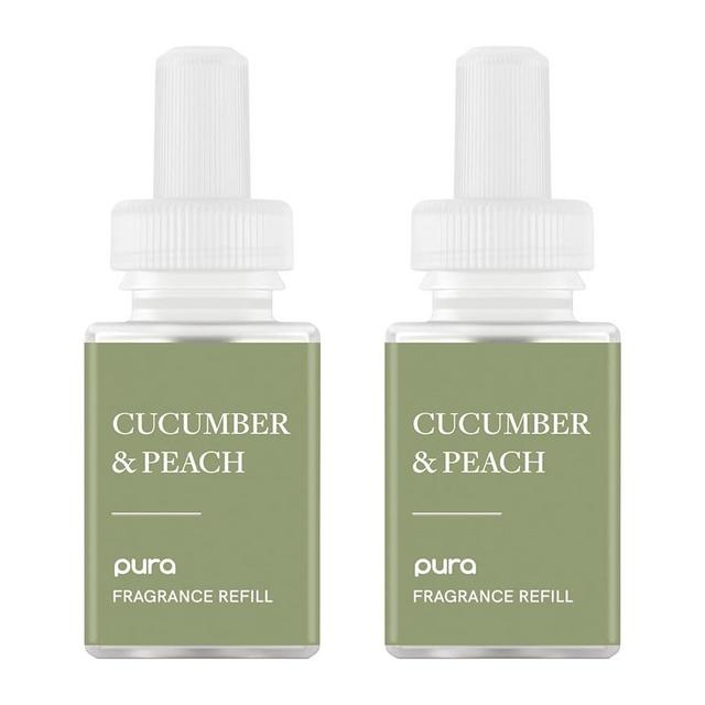 Pura Malodor Refill - Smart Home Air Diffuser- Up to 120-Hours of Premium Fragrance per Refill - Diffuser Fragrance - Air Deodorizer & Odor Eliminator - 2 Pack, Cucumber & Peach