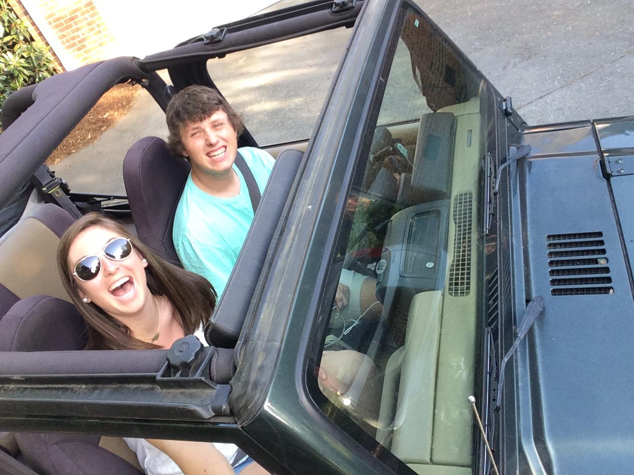 Driving with the top down on summer evenings