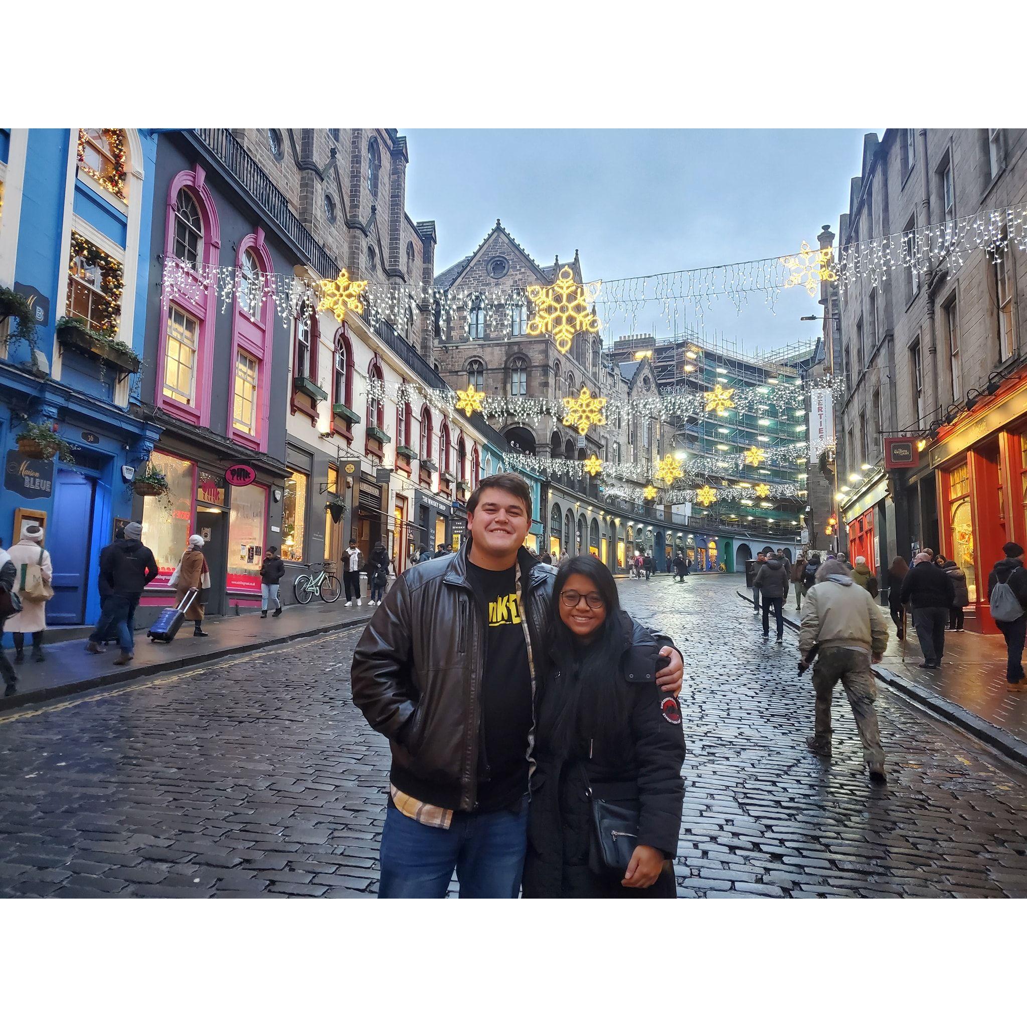 Our first time overseas! Victoria Street, Edinburgh, Scotland