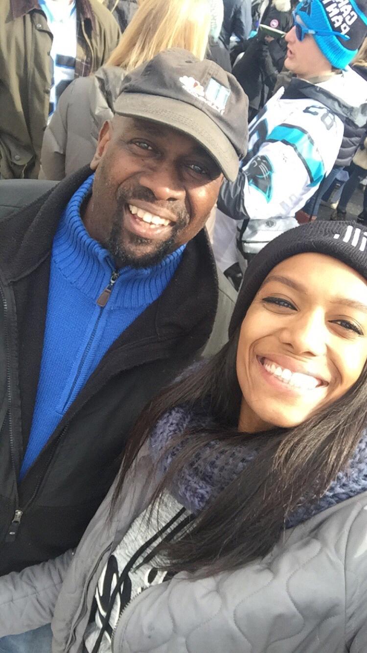 Denise and dad at a Panther's Game