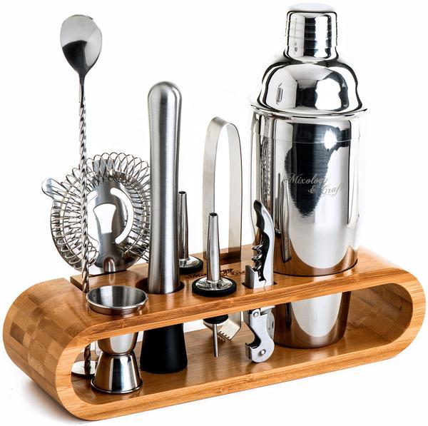 Mixology Bartender Kit: 10-Piece Bar Tool Set with Stylish Bamboo Stand - Perfect Home Bartending Kit and Cocktail Shaker Set For an Awesome Drink Mixing Experience - Exclusive Cocktail Recipes Bonus Set of 10