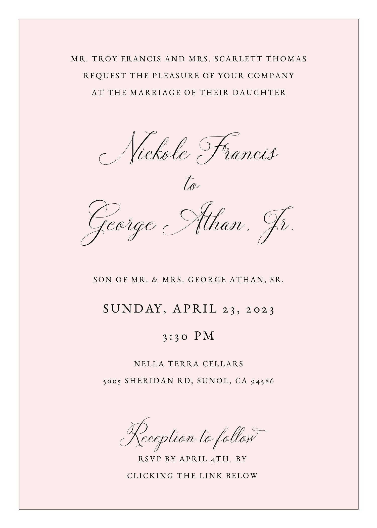 The Wedding Website of Nickole Francis and George Athan Jr