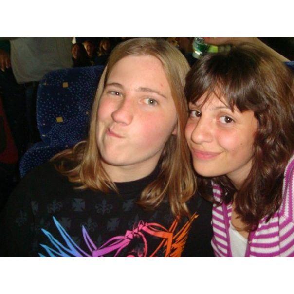 We were "bus buddies" during our marching band trips. This is us headed to Massachusetts. (October 2008)